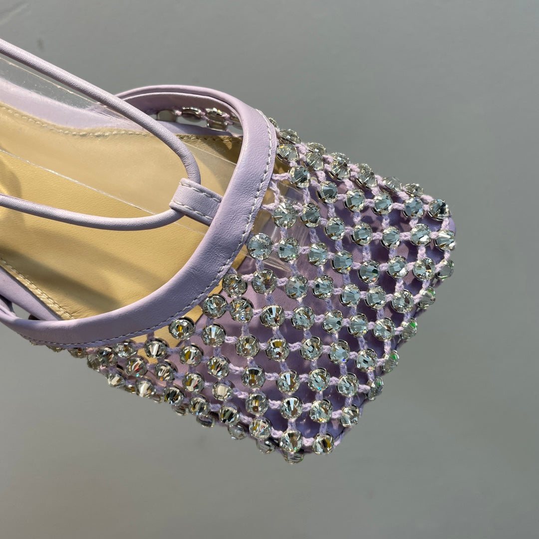 Bottega V Sparkle Lace-up Flats - Lilac