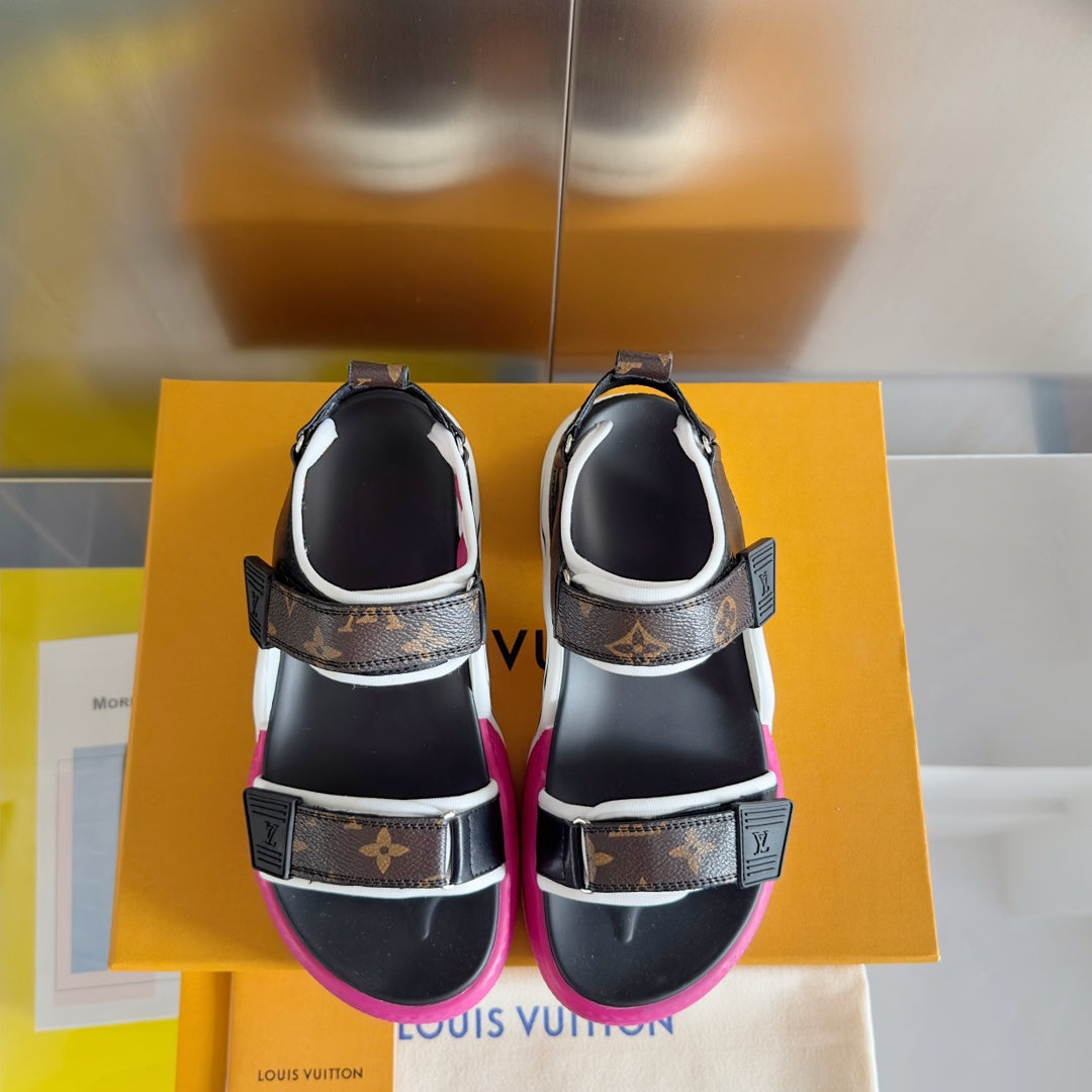 Louis V Arch Sandals - Pink/Black