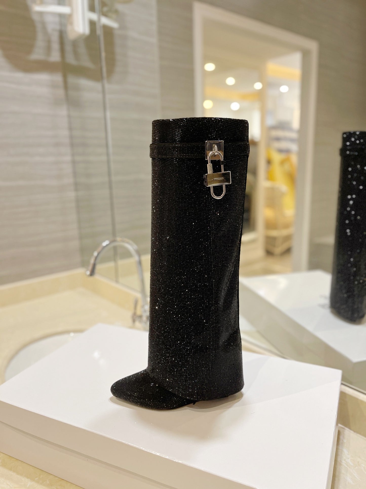 Rhinestone Sharkboot - Black