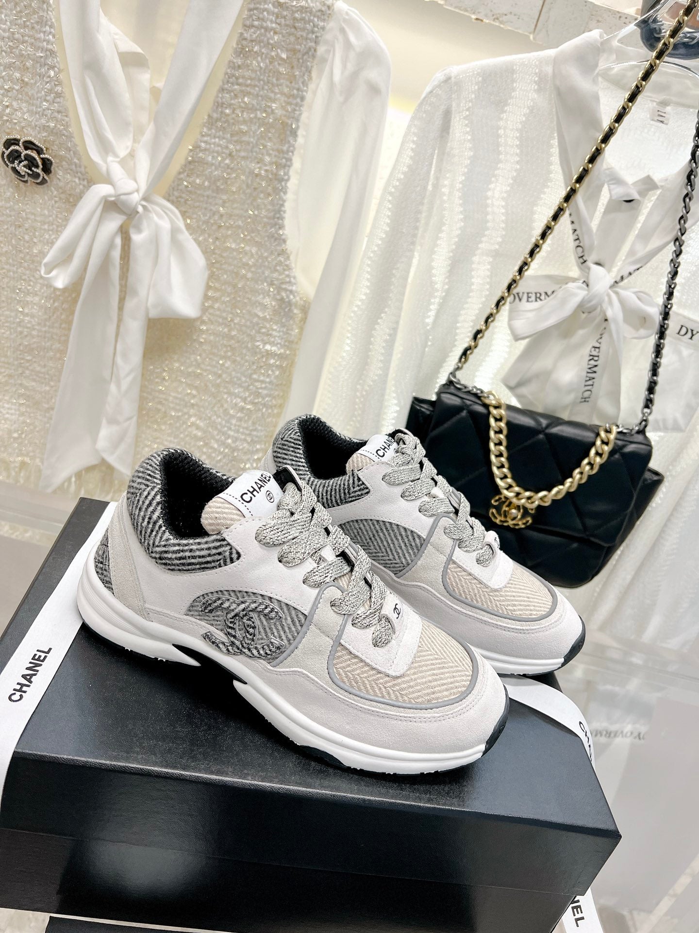 Tweed CC Sneakers - Black / White
