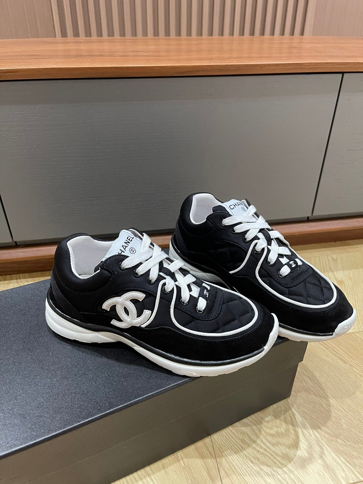 Quilted CC Sneakers- Black