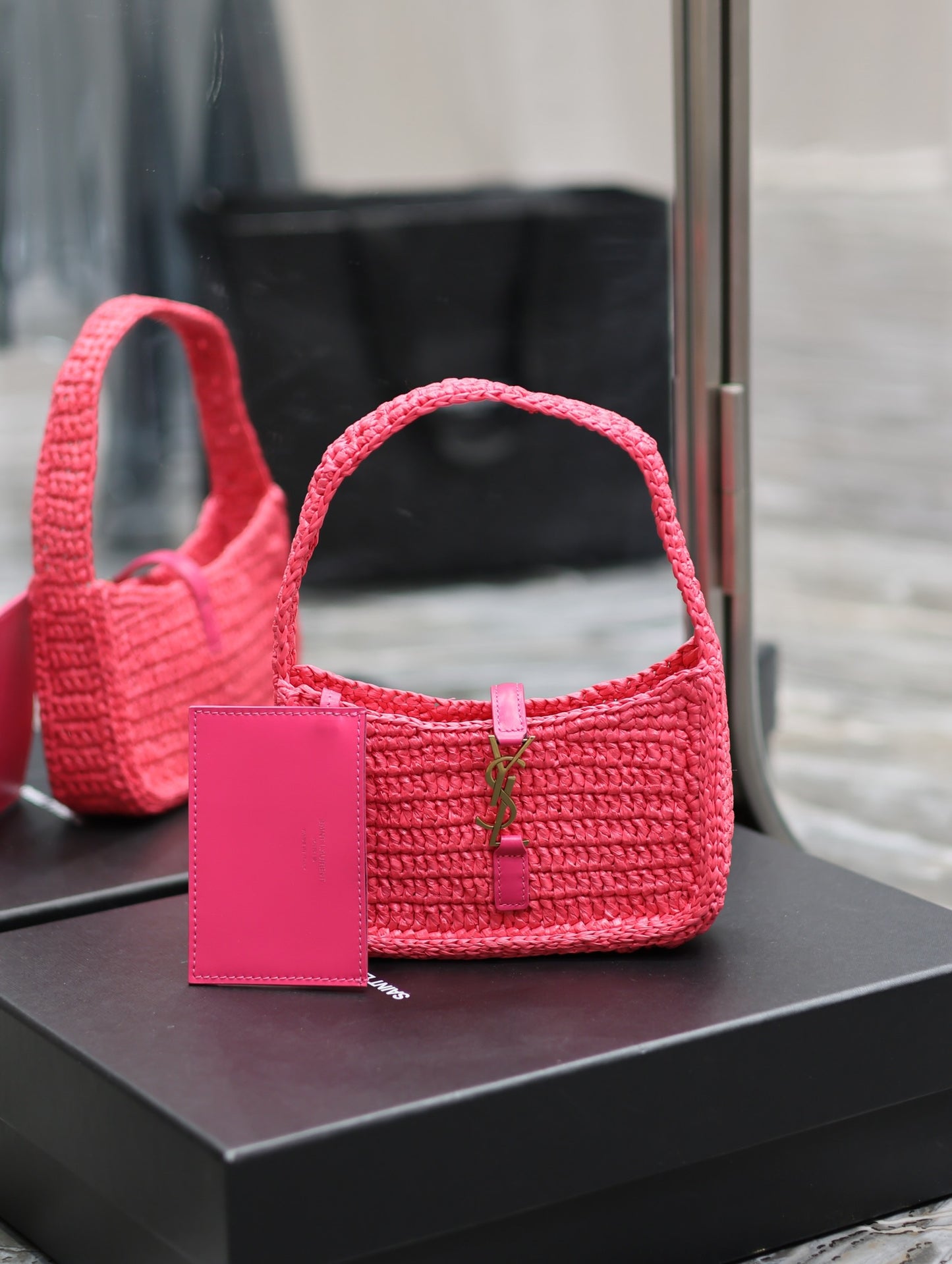 Mini Laurant Raffia Bag - Pink