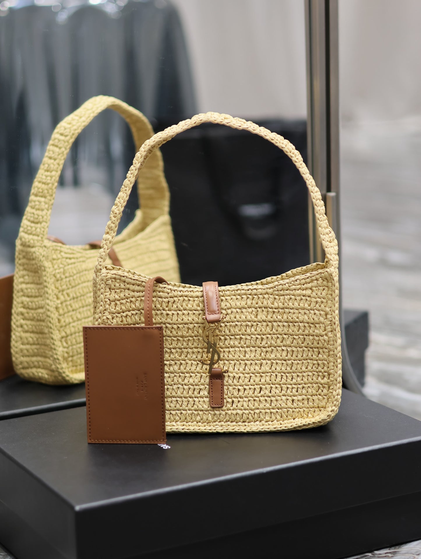Mini Laurant Raffia Bag - Beige