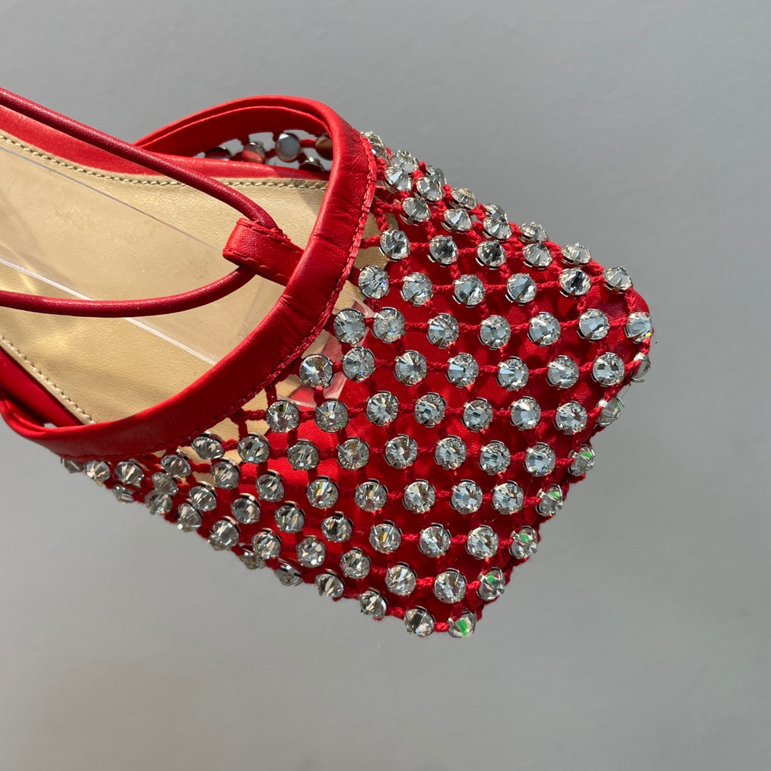 Bottega V Sparkle Lace-up Flats - Red