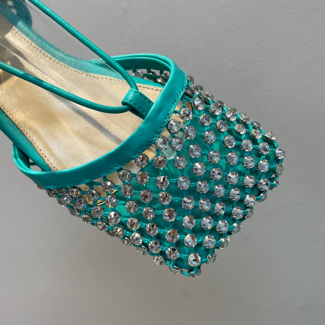 Bottega V Sparkle Lace-up Flats - Blue