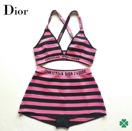 Dior 2 piece stripped short set