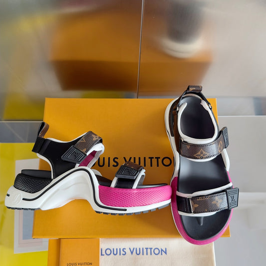 Louis V Arch Sandals - Pink/Black