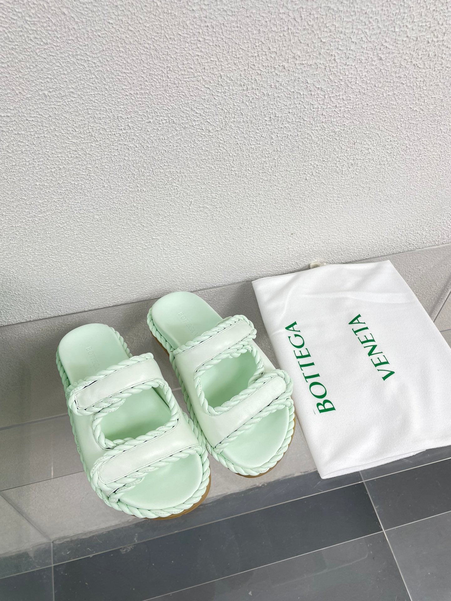 Bottega V Braided Slide - Mint