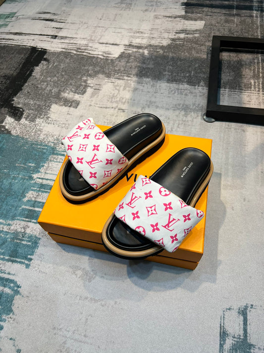 LV Puff Slides- Pink/White